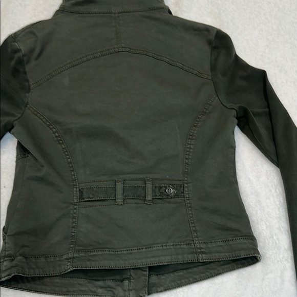 Anthropologie By Marrakech Utility  Green Cream Removable Sherpa Collar Jacket - Picture 12 of 16